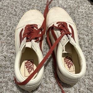 VANS Old Skool Shoes Low Red White Suede Leather